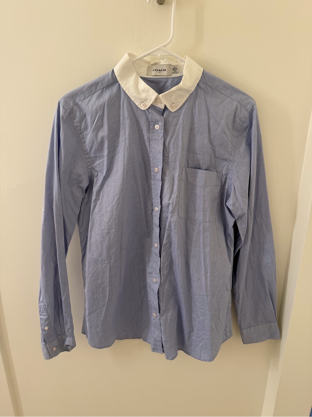 Coach Light Blue Dress Shirt with White Contrast Collar